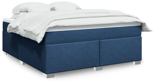 Runheo Boxspringbett mit Matratze, Blau 180x200 cm, Stoffbezug, Taschenfederkern, Holzrahmen, Schlafzimmer Möbel, Komfortabel