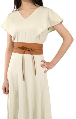 FASHIONGEN - Echtem Rindsleder Vollnarbenleder Obi Gürtel für Damen, Bindgürtel, CASSIANE