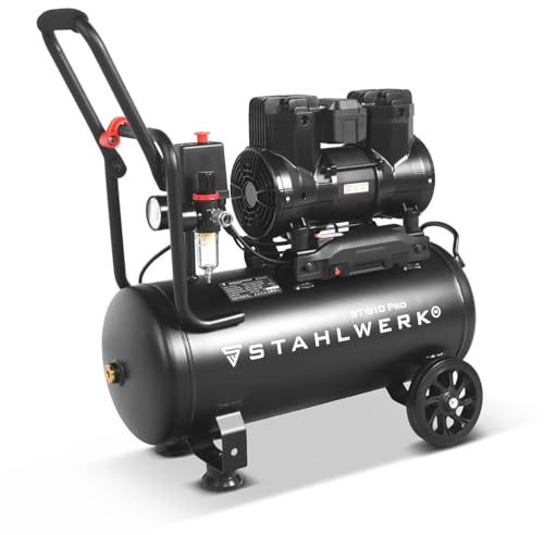 STAHLWERK Compressore con serbatoio da 30 L (ST-310 Pro) – senza olio & silenzioso, 8 bar, compressore d'aria con motori brushless, 1,97 CV, 1,45 kW, 250 l/min, compressore a pistoni silenzioso