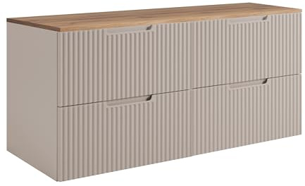 3E 3xE living.com Badezimmerschrank, Kaschmir/Craft-Eiche, 160 (2 x 80) x 58,6 x 46 cm