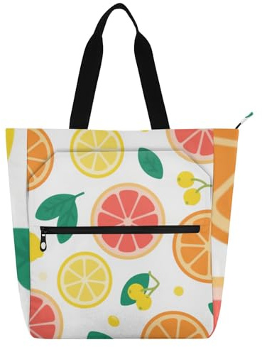 SyXIOP Borsa per libri Art Tote Bag per ragazzi ragazze adulti, foglia di limone bianca resistente agli strappi libreria borsa per libri con cerniera per scuola e tempo di gioco bolso para libros de