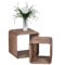 KADIMA Design Massivholz Akazie Satztisch Teko Beistelltisch 2er Set Cubes Würfelregal