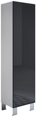 MB Muebles Bonitos, Armoire avec Pieds 12 cm Luke V4 pour Salon ou Salle à Manger Moderne, Meuble Modulaire en Mélamine Brillante, Couleur Blanc et Noir, 40x177x29 cm