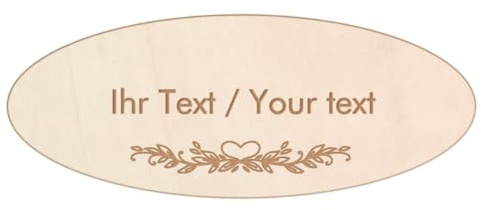Ovales Klingelschild aus Holz mit personalisierter Gravur - Holzschild, 90 x 35 mm - Namensschild, Türschild mit eigenem Text