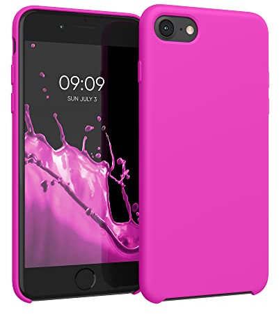 kwmobile Hülle kompatibel mit Apple iPhone SE (2022) / iPhone SE (2020) / iPhone 8 / iPhone 7 Hülle - Silikon Handy Case - Handyhülle weiche Oberfläche - kabelloses Laden - Magenta