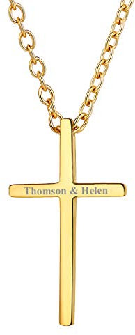 Richsteel Personallisierte 18k vergoldet herrenkette mit Anhänger Kreuz Herren Schmuck mit Geschenkebox für Herren