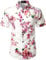 JOGAL Mens Flowers Casual Aloha Hawaiian Shirt Medium WhitePeach