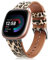Fintie Armbänder kompatibel mit Fitbit Versa 4 3 / Sense 2 1, echtes Lederband, Ersatzarmband, Zubehör, Armband, klassischer Leopardenmuster