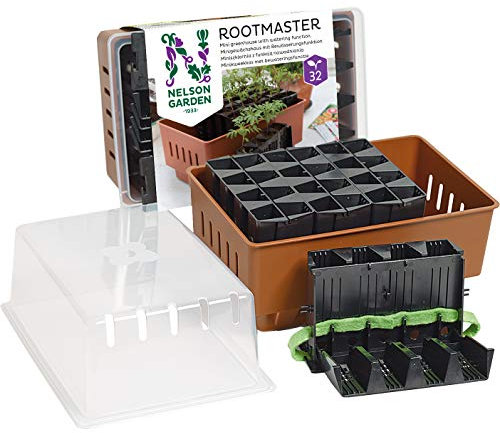 Nelson Garden 1933 Kit de culture pour 32 plantes - Mini serre avec arrosage (Mini Greenhouse Rootmaster 32 prises)