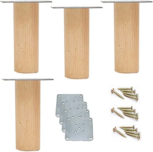 4er Set Schrankfüße aus Natürliches Massivholz,Holz Möbelfüße Möbelbeine,Buche Sofafüße,Ersatz Tischfüße,Geeignet für Esstisch,Couchtisch (Size : 30cm)