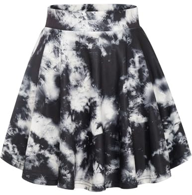 DRESSTELLS Rock Damen Sommer Kurz Skater Rock Minirock Femboy Skirt Schule Anime Faltenrock Tennisrock Black Meteorite S