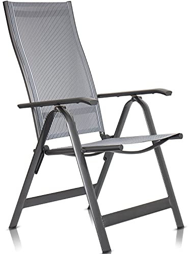 Rubberneck Aluminium Gartenstuhl Made in Germany 10-Stufen Hochlehner Klappstuhl, Belastbarkeit 130kg