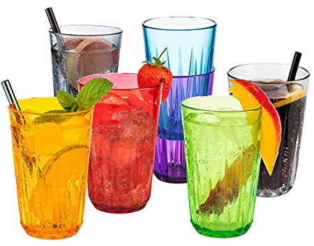 Trinkbecher 300ml 7-er Set , unzerbrechliche Tritan Gläser in 7 Farben