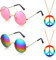 4 Stück Hippie Kostüm Zubehör Hippie Brille Friedenszeichen Halskette Retro Hippie 60er Jahre Accessoires für Frauen Herren Hippie Kostüm Party Zubehör für Halloween Festival