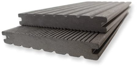 Gartenwelt Riegelsberger WPC Planche de terrasse avec profil complet 20 x 145 mm Anthracite Longueur 190 cm