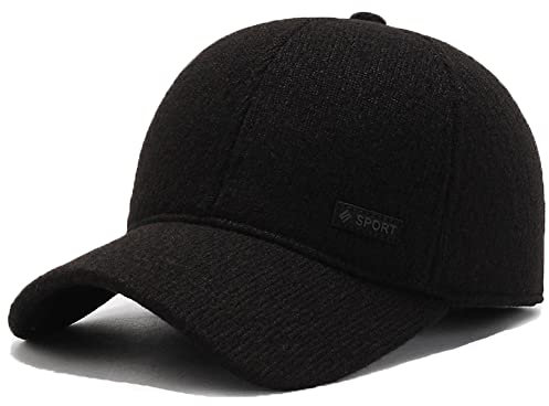 YAMEE Baseballmütze Herren Wintermütze,Herren Winter Baseball-Cap mit Ausklappbarem Ohrenschutz,Wintercap Herbst/Winter Basecap Warme Schildkappe