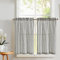 TOPICK 2er Set H 90 x B 65 (cm) Gestreifte Scheibengardinen Leinen Gardinen mit Streifen Küchenvorhang Blickdicht Kurz Küchengardinen für Küchen Esszimmer Badezimmer Klein Fenster Schwarz auf Beige
