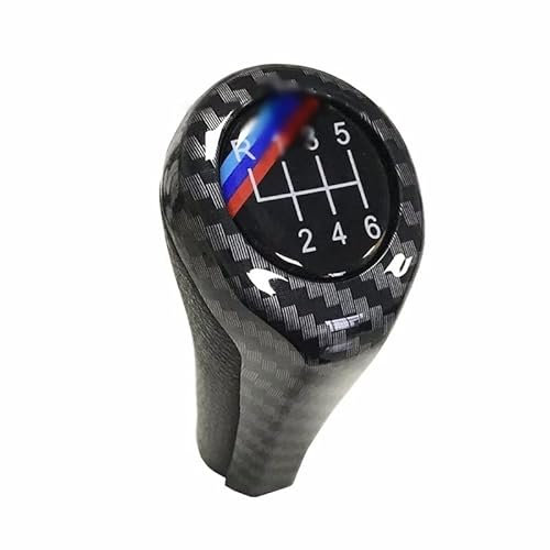 Getriebe Schaltknüppel Schaltknauf Für BMW 1er 3er 5er 6er E46 E53 E60 E61 E63 E65 E81 E82 E83 E87 E90 E91 E92 X1 X3 X5 Verchromte Kohlefaser Matt Automatik Schalthebe (Farbe : Carbon Line 6Speed)