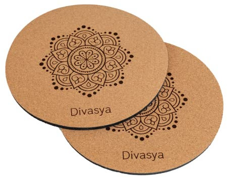 DIVASYA Yoga-Knie-Pads: Kork-Knie-Polster (20cm), dämpfender Naturkautschuk & rutschfeste Kork-Oberfläche. Auch für Ellbogen/Handgelenke/Kopfstand. Yoga-Kissen, Knieschoner