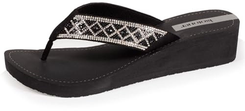 Isotoner Tongs femme à talon de 4 cm, ultra confortables, 40 EU, noir