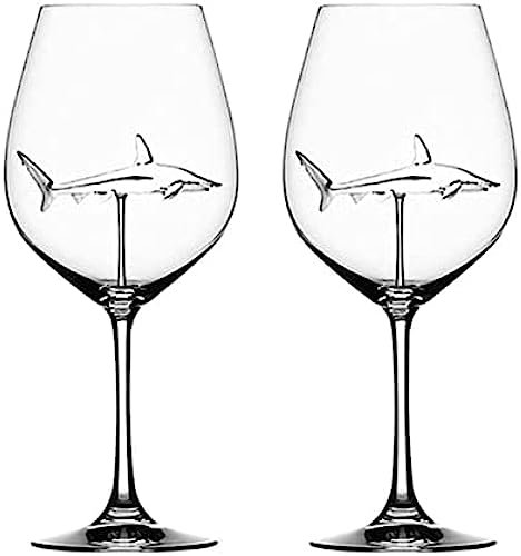 Rotweingläser Mit Hai Im Inneren, Kelchglas, Bleifreies Klarglas Für Zuhause, Bar, Party, Kreative Geschenke Für Freunde,2Stk,China,Pleasant63