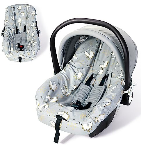 Orzbow Universal Bezug für Babyschale,Schutzbezug aus 100% Baumwolle,Perfekter Passform für Babyschale (z.B. Maxi Cosi,CabrioFix,Pebble),Atmungsaktiv gegen Schwitzen, Maschinenwaschbar (Graues)