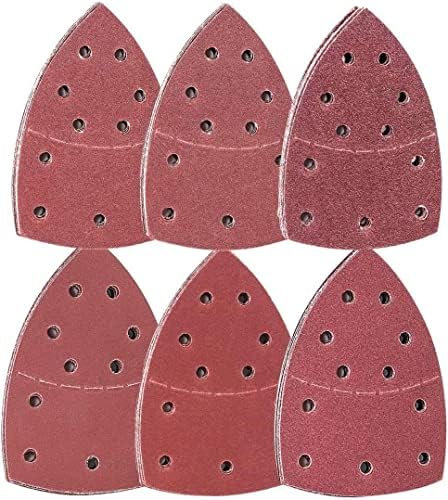60 fogli abrasivi, 152 x 105 mm, 11 fori triangolari per levigatrice, grana 40/60/80/120/180/240, per lucidatura e levigatrice