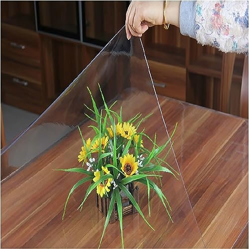 RICOLUS Tischdecke Transparent Tischfolie1.5mm Glasklar Folie Tischschutz PVC Folie Tisch Transparent Wasserdicht Abwaschbar Polyvinylchloride Folie Wunschmaß (100x120cm,Transparent 1.5MM)