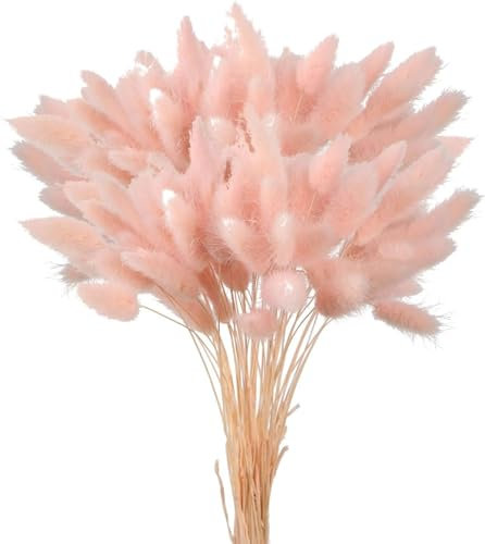 120 Pcs Getrocknetes Pampasgras,Lagurus Getrocknet,Trockenblumen Bodenvase,Pampasgras Blumenstrauß,Trockenblumen Blumenstrauß Deko, Künstlich Groß Trockenblumen