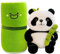 Peluche Panda, 26cm Peluche Panda avec Bambou, Panda Jouet en Peluche, Panda Oreiller en Peluche Poupée, Poilue Panda Jouets en Peluche, Panda se cachant dans Un Sac en Bambou, Cadeaux pour Enfants