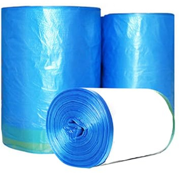 100Pcs Blue Drawstring Bin Bags Anti-Drip Refuse Sacks with Tie Tape Heavy Duty Bin Liners Garbage Bags for Indoor Bin(45cmx50cm)