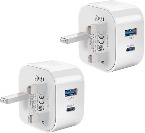 USB C Plug Fast Charge Plug,2 Pack Dual Port Micro USB Plug For Apple iPhone 16/15/15 Pro Max Type C Wall Charger Adapter UK for iPhone 14/14 Pro/14 Pro Max/13/13 Pro/13 Pro Max/12 Pro Max/11 Pro/iPad