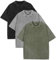 PADOLA T Shirt Uomo Cotone Maglietta Uomo Manica Corta Vintage Lavato Oversized Streetwear Camicia T Shirt Semplice(Nero Grigio Verde,XL)