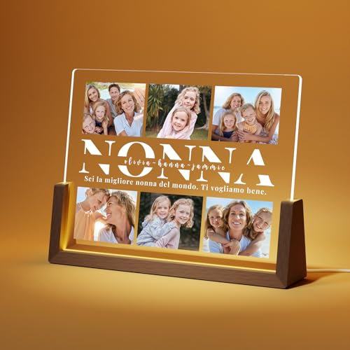LUCKOR Lampada Personalizzata con Foto - Idee Regalo Nonna Compleanno - Regali Nonna - Regalo Natale Nonna - Regalo Festa Della Nonna - Regalo Donna Originale Utile, Regalo Personalizzato Donna