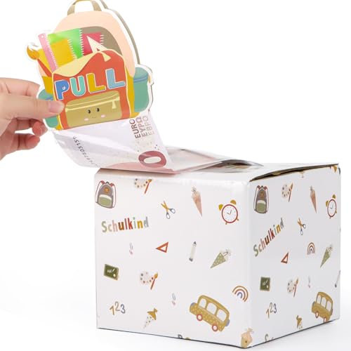 Geldgeschenk zur Einschulung Geschenkbox DIY Schulkind Geschenkverpackung Geldgeschenke Box Rätselbox Verpackung für Kinder Schulanfang Schuleinführung Geld Rolle Überraschungsbox