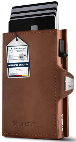 SF SCOFIELD Duality Classic Premium Slim Wallet mit Münzfach | Kartenetui mit Münzfach für 9 – 10 Karten | Karten Geldbeutel | Herren Portemonnaie | RFID Schutz | Kreditkartenetui | Smart Wallet