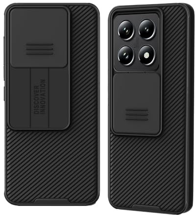 XTCASE Cover per Xiaomi 14T Pro Custodia, Protezione Copri Fotocamera Scorrevole Ultra Sottile Rigida Hard Antiurto Antigraffio Antiscivolo Shockproof Protettiva Case, Nero