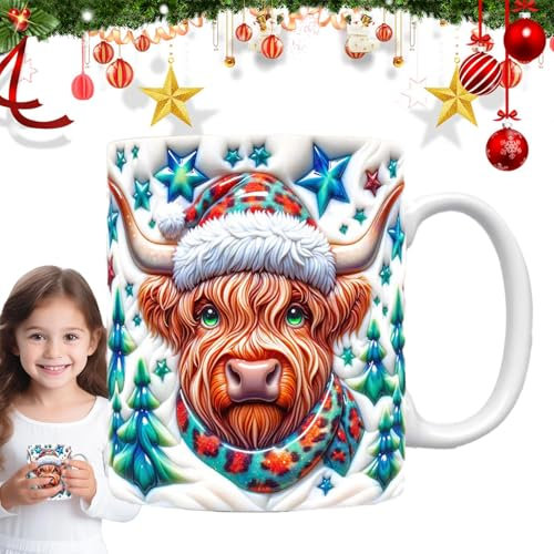 Wlikmjg Tasse à café Highland en forme de vache, accessoires de Noël, tasse en forme de vache pour café chaud, thé froid, amis, famille