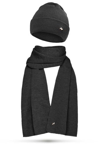 NYTTED® Merino Mütze und Schal Set für Damen & Herren | Made in Germany | 100% Feinste Merinowolle | Kuschelig Weiches & Warmes Set