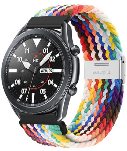 Haofun Nylon Armband Kompatibel mit Xiaomi Watch S4 Sport/ S4/ S3/ S2/ 2/2 Pro für Damen Herren, Atmungsaktives Weiches Nylon ErsatzArmband - Regenbogenfarben