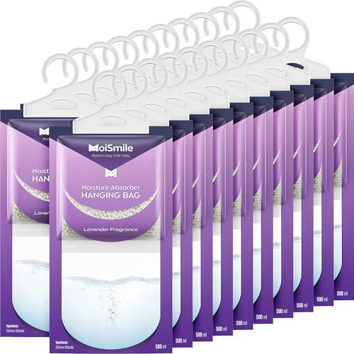 Moisture Absorbers Bag, Hanging Closet Dehumidifier Bags for Car, Bathrooms, Humidity Packs with Lavender Fragrance, 9.8OZ, 20 Pack
