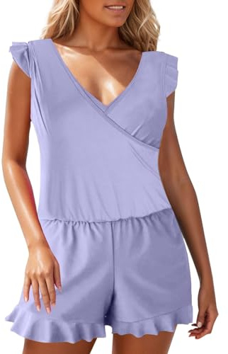 HOOUDO Tops for Women UK Clearance Swim Romper Suit for Women UK Built in Bra One Piece Swimsuit Ladies Swimwear Bathing Suit Tummy Control Plus Size Swimming Costume April Day Prime 2025