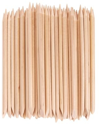100PCS Orange Wood Nail Sticks, 4.5 Inch Wooden Cuticle Pusher and Remover Set, Dual-Headed Manicure Tools for Home and Salon