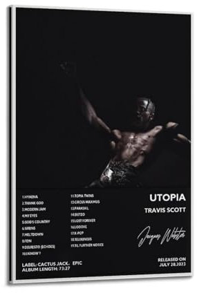 IIWERUW Utopia Poster, Wandkunst, Leinwand, ästhetisches Cover, Poster, Vintage-Musik und Filme, dekoratives Gemälde für Wohnzimmer, Schlafzimmer, 50 x 75 cm, Rahmenstil