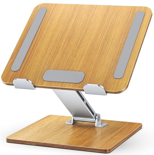 CIRYCASE Supporto PC Portatile Legno & Alluminio, Ergonomico Supporto Laptop Regolabile in Altezza, Rialzo PC Portatile Scrivania Pieghevole, B27 Laptop Stand dvd Compatibile con MacBook/HP 10-16