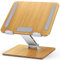 CIRYCASE Laptop Stand Wood + Aluminum, Ergonomic Foldable Laptop Riser for Desk with Adjustable Height, Portable Computer Stand, Compatible with MacBook Pro/Air, HP, 10-16 Notebooks (Walnut Grain)