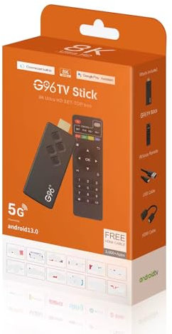 Smart TV Stick, Android 13 G96, WiFi, HDMI, H.264, HEVC H.265, Bluetooth, Netflix, Youtube, Prime Video, avec télécommande vocale, jusqu'à 4K (2+16G+contrôle vocal)