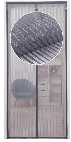 HUHJYUGE Moustiquaire de Porte Magnétique 200x220cm, Fermeture Automatique Rideau Porte Anti Insectes Mouche Moustique avec Aimants Puissants et Bande Adhésive, Installation Facile