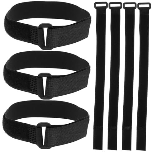 BESTonZON 10pcs Soccer Goal Net Securing Straps Black Hook and Loop Cord Organizer Ties 20x300mm Reusable Adhesive Soccer Net Holders for Sports Training