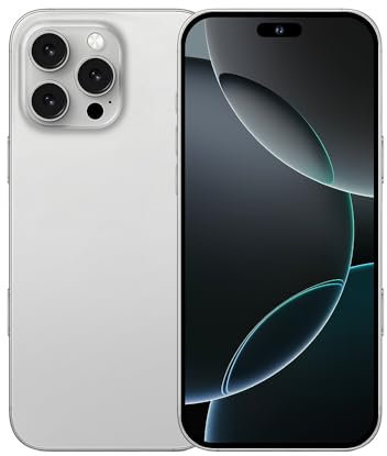 I16 PROMAX unlocked phone, Android 14 4GB,6.8-inch high-definition AMOLED screen smartphone, 4500mAh battery, facial recognition/5G/photo/GPS phone (titanium white,32)